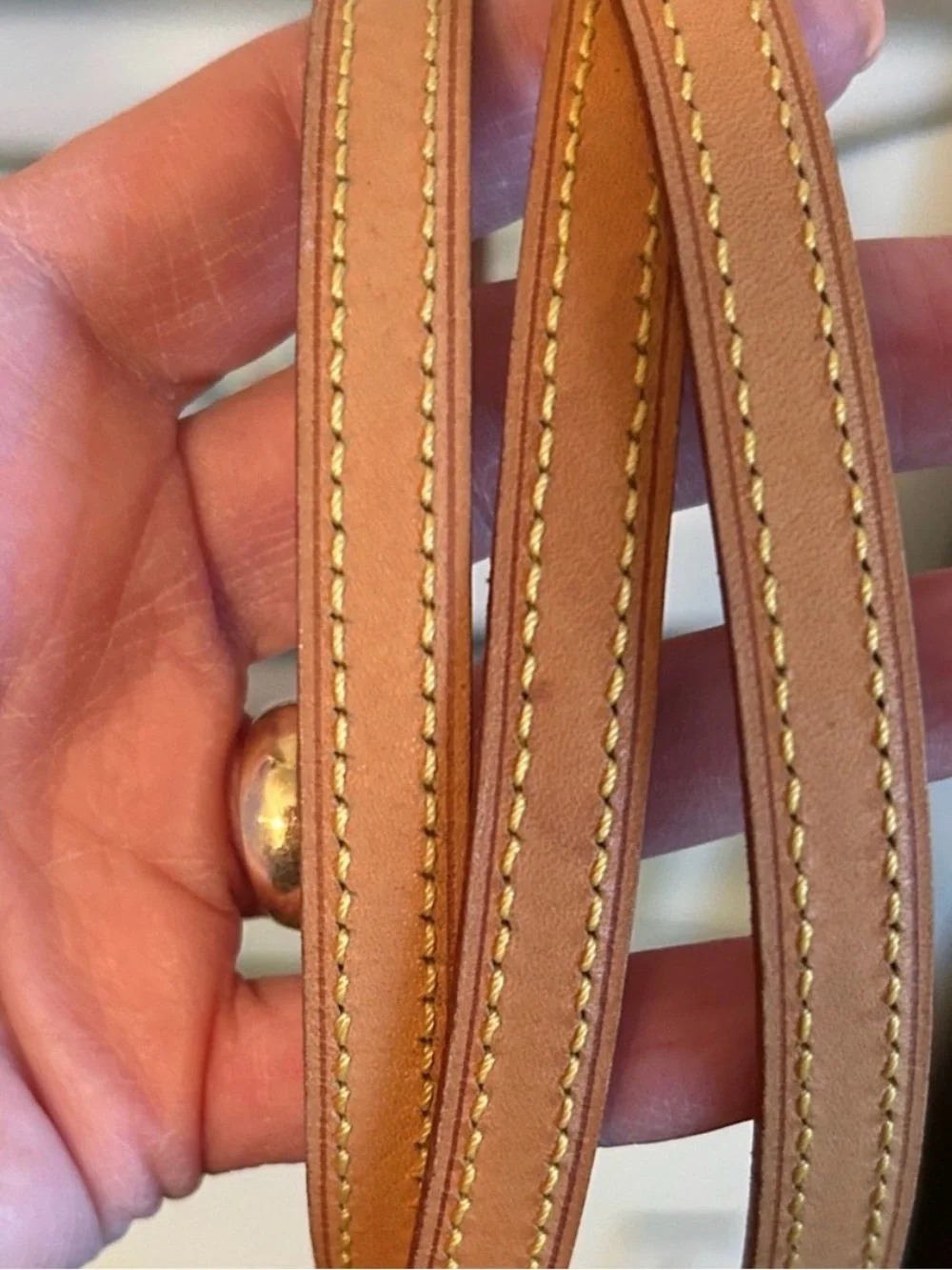 Louis Vuitton Leather Crossbody/Shoulder Strap in Tan and Brown Gold EUC Clasps